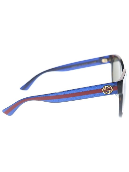 Gucci Interlocking Sunglasses Blue Frame Khaki Lens Gold Eyewear